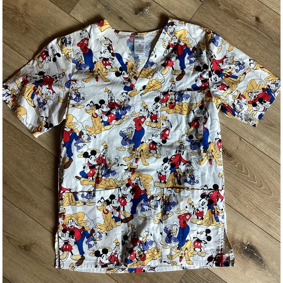 Disney size XS Mickey, Goofy, Pluto scrub top - Picture 1 of 2